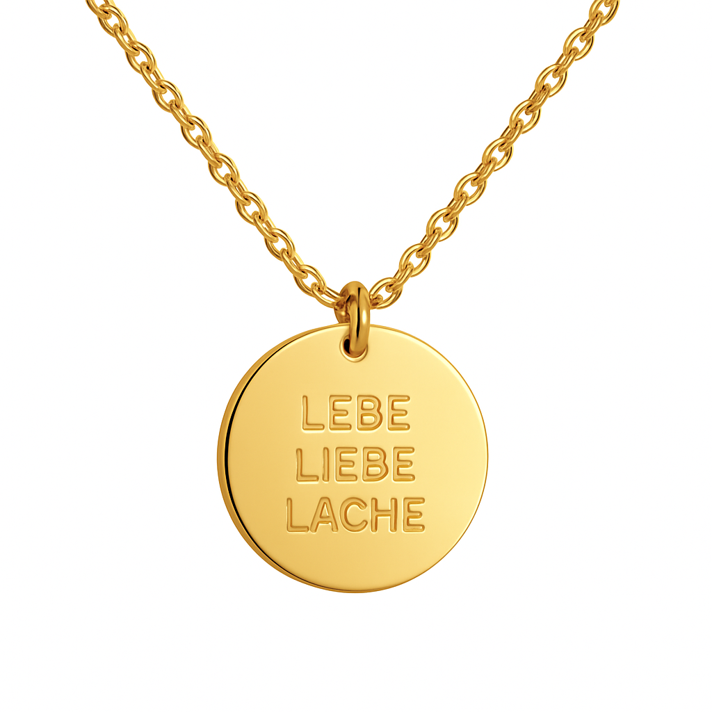 Lebe Liebe Lache Coin Halskette