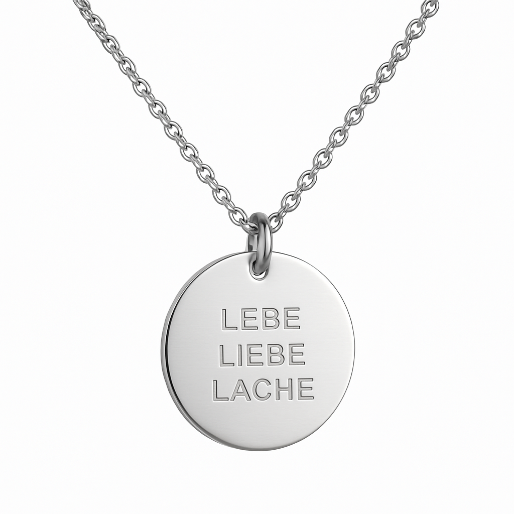 Lebe Liebe Lache Coin Halskette