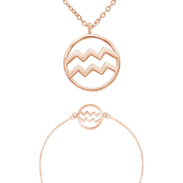 Sternzeichen „Wassermann“ - Halskette & Armband Set Bundle Simple Pledge