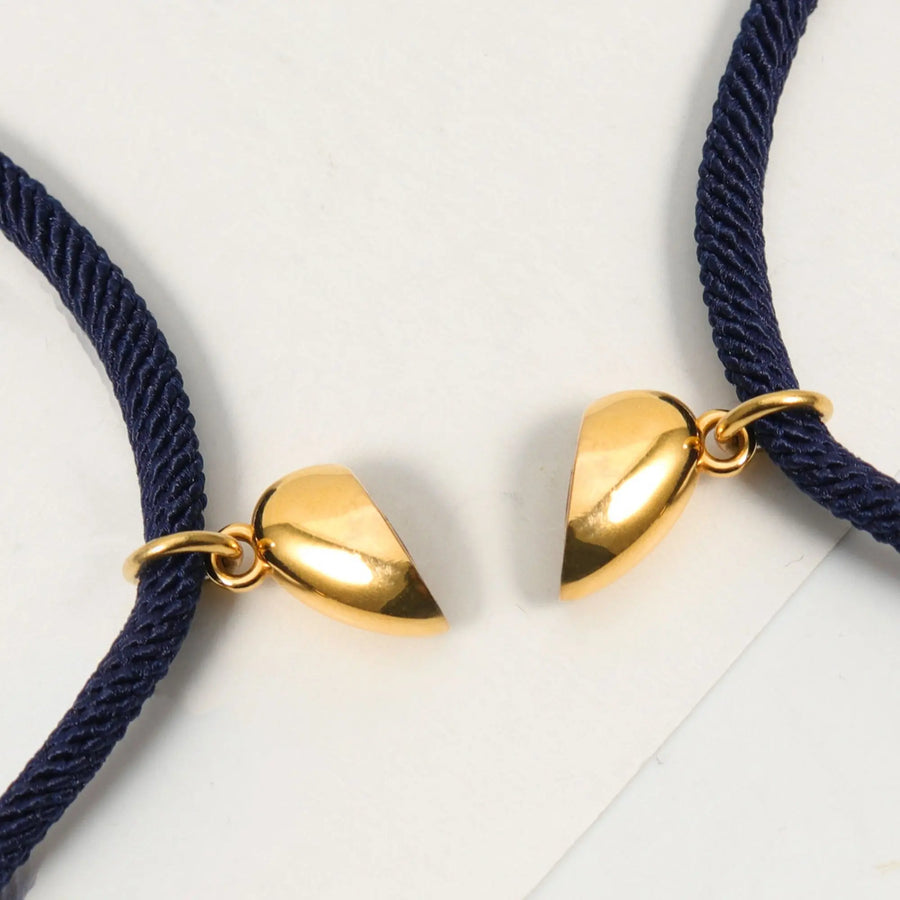 2er Set Freundschaftsarmbänder mit Herz-Magnet (Marineblau) Armband Joybands
