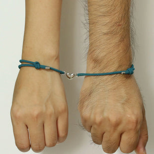 2er Set Freundschaftsarmbänder mit Herz-Magnet (Pfauenblau) Armband Joybands