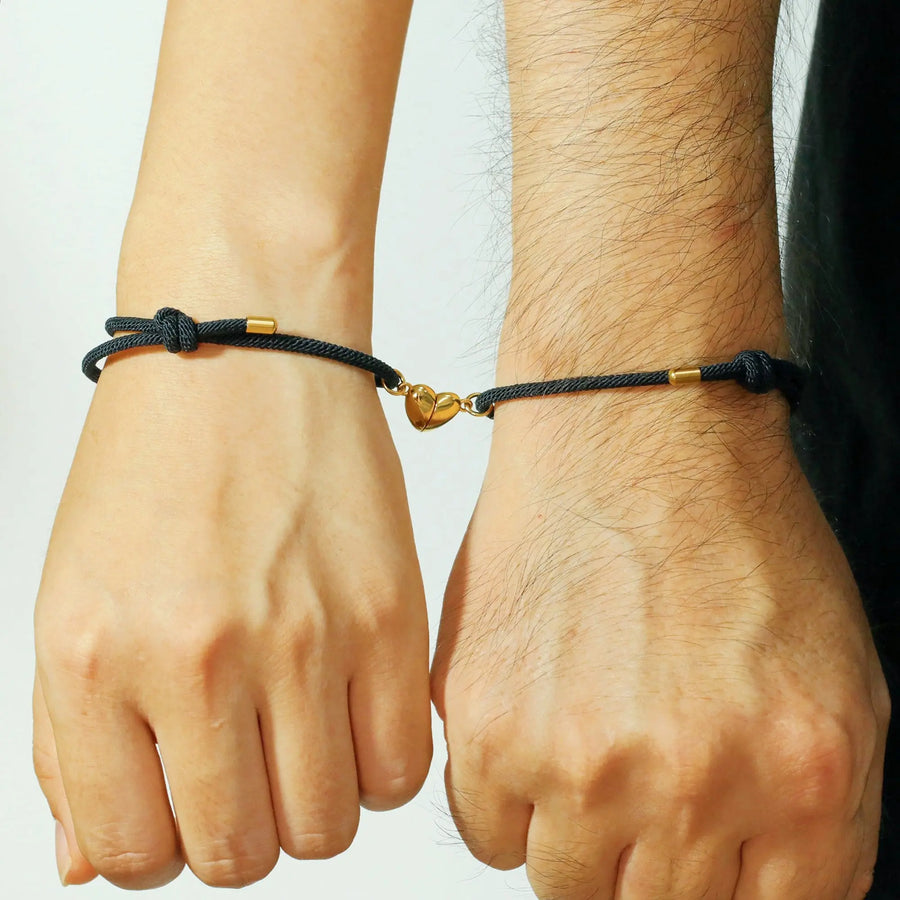 Freundschaftsarmbänder mit Herz-Magnet (Schwarz) Armband Joybands