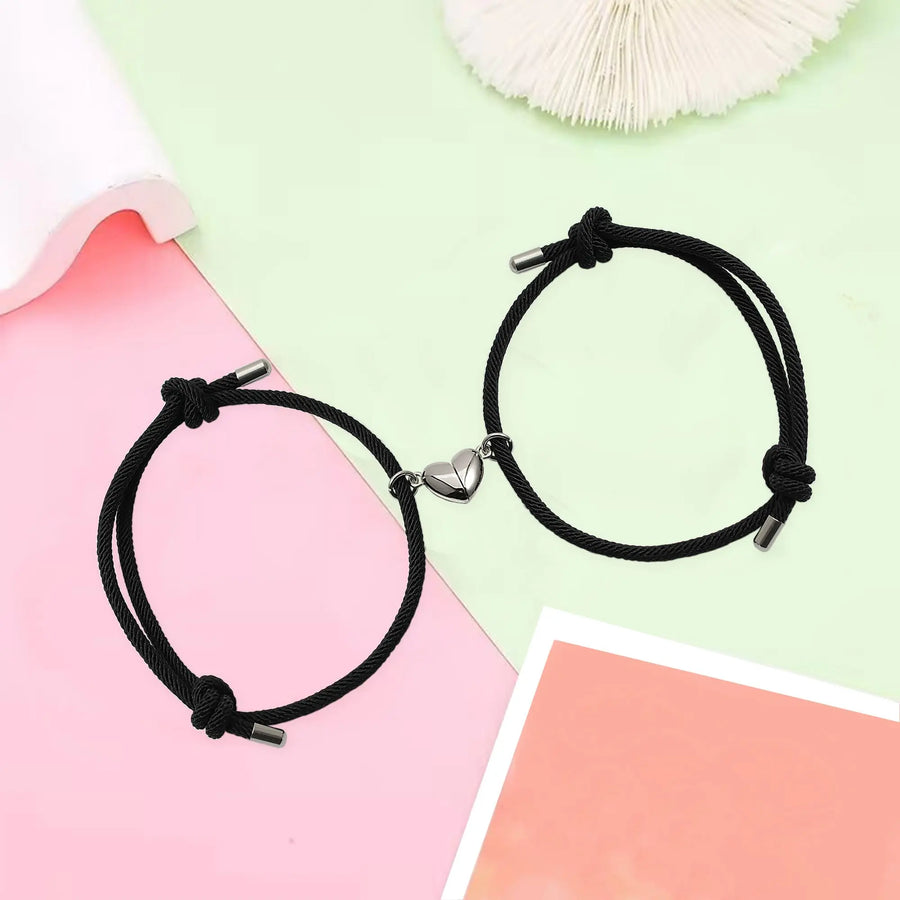 Freundschaftsarmbänder mit Herz-Magnet (Schwarz) Armband Joybands