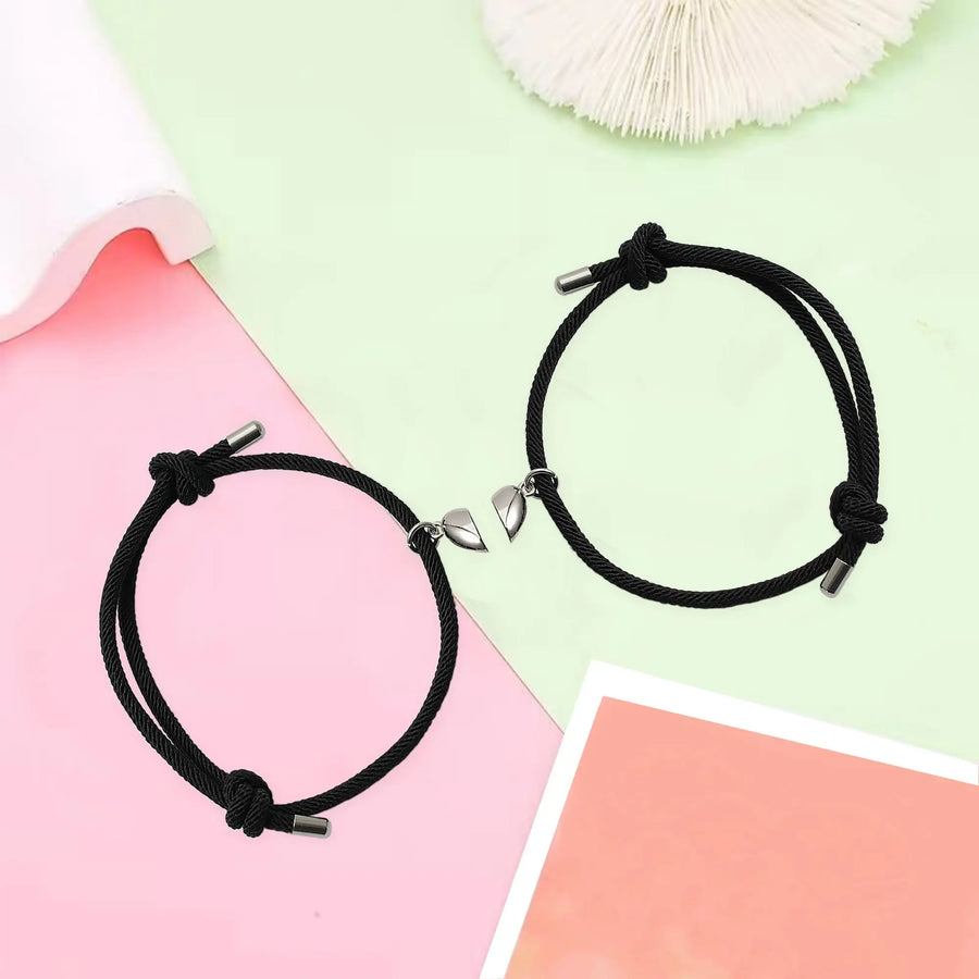 Freundschaftsarmbänder mit Herz-Magnet (Schwarz) Armband Joybands