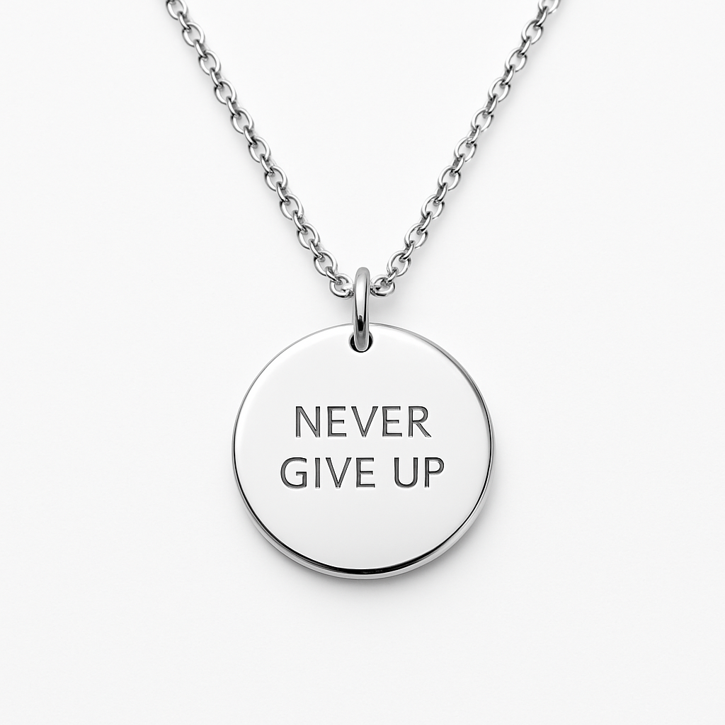 Never Give Up Coin Halskette