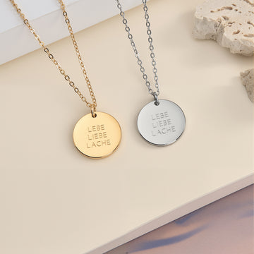 Lebe Liebe Lache Coin Halskette